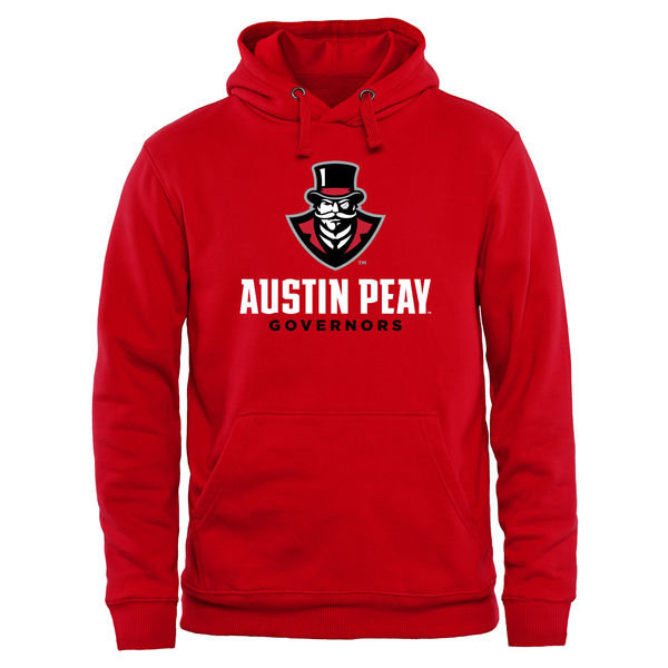 Men NCAA Austin Peay State Governors Team Strong Pullover Hoodie Red->->NCAA Jersey